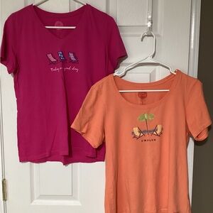 Life Is Good Women's Pink and Orange Short Sleeve Tees